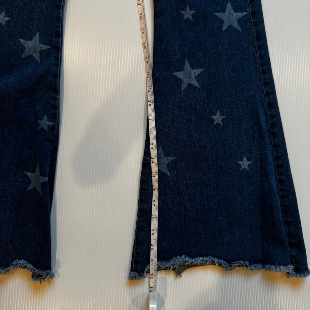 Nasty Gal Star Print Flare Jeans Women’s US 12 USA Y2K Americana Western 29x32 - Picture 15 of 16
